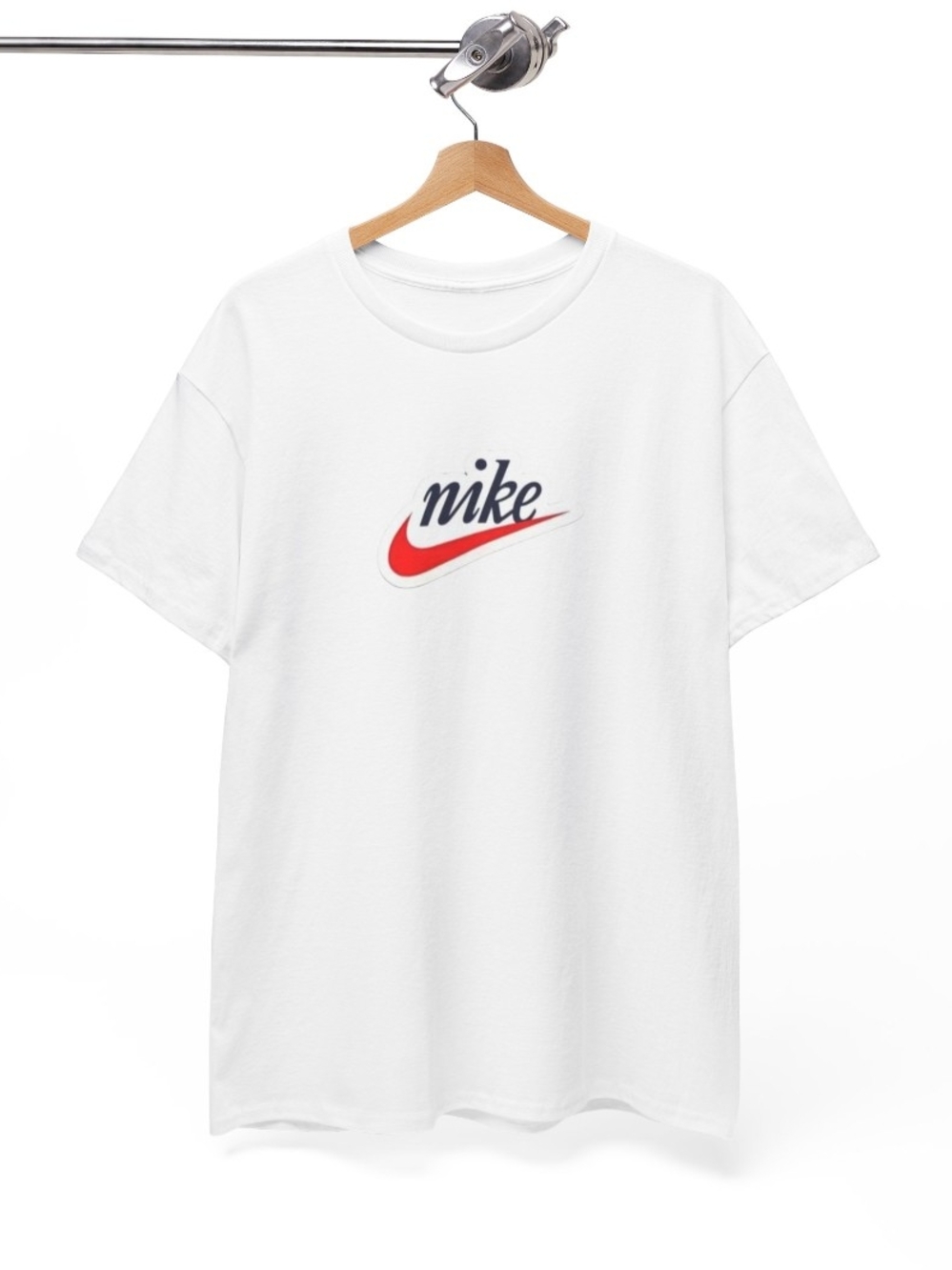 Nike Men’s White Logo T-Shirt with Red Swoosh